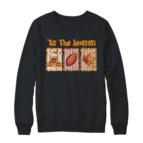 Tis The Season Retro Football Mom Coquette Bow Fall Autumn Shirt Sweatshirt Crewneck Sweatshirt Black 600x.jpg