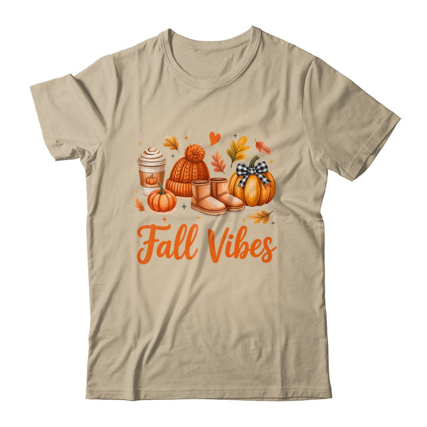Fall Vibes Pumpkin Spice Latte Autumn For Kids Womens Shirt Hoodie Classic T Shirt Sand 600x.jpg