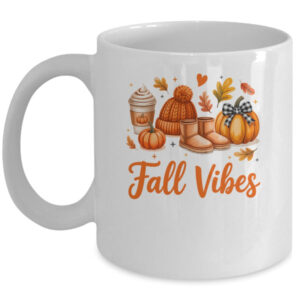 Fall Vibes Pumpkin Spice Latte Autumn For Kids Womens Mug 11oz Mug White front 600x.jpg