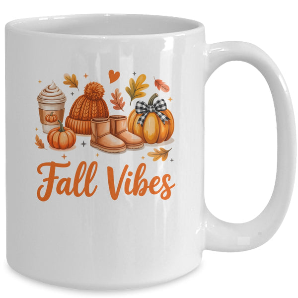 Fall Vibes Pumpkin Spice Latte Autumn For Kids Womens Mug 15oz Mug White back 600x.jpg