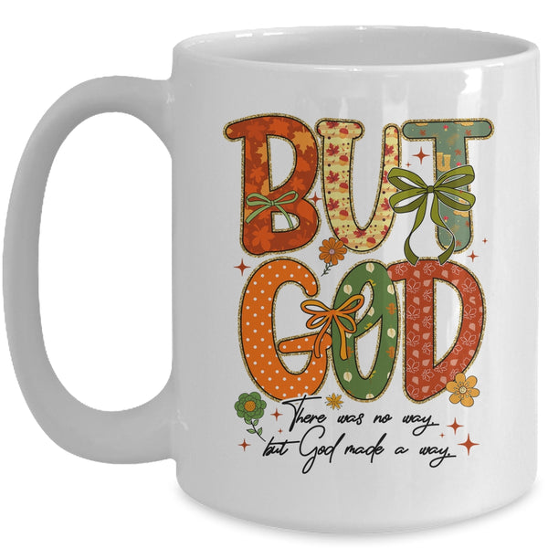 But God Christian Fall Autumn Thankful Floral Coquette Bow Mug 15oz Mug White front 600x.jpg