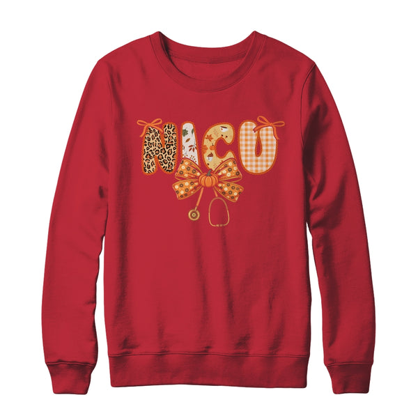 NICU Nurse Stethoscope Coquette Bow Autumn Fall Nursing RN Shirt Sweatshirt Crewneck Sweatshirt Red 600x.jpg