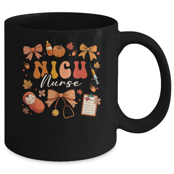 Funny Fall Coquette Bow NICU Nurse Day Appreciation Women Mug 11oz Mug Black back 600x.jpg
