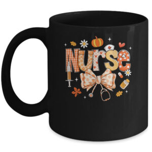 Retro Pumpkin Nurse Life Stethoscope Fall Autumn Funny Nurse Mug 11oz Mug Black front 600x.jpg