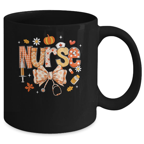Retro Pumpkin Nurse Life Stethoscope Fall Autumn Funny Nurse Mug 11oz Mug Black back 600x.jpg