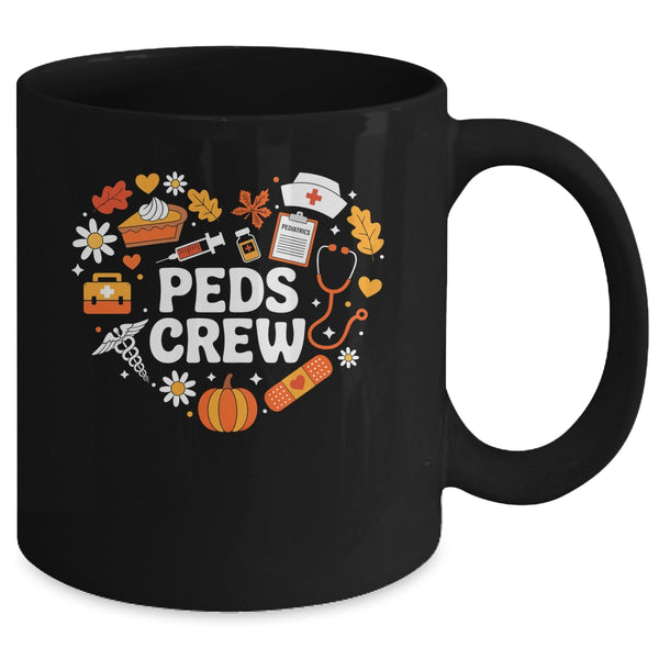 PEDS Crew Nurse Fall Heart Pediatric Pumpkin Thanksgiving Mug 11oz Mug Black back 600x.jpg