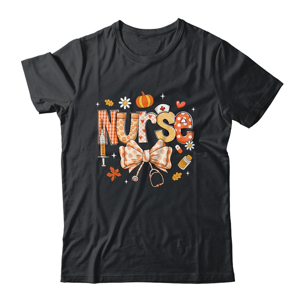 Retro Pumpkin Nurse Life Stethoscope Fall Autumn Funny Nurse Shirt Sweatshirt Classic T Shirt Black 600x.jpg