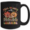 Retro Fall In Love With Learning Autumn Pumpkin Teacher Kids Mug 15oz Mug Black back 600x.jpg