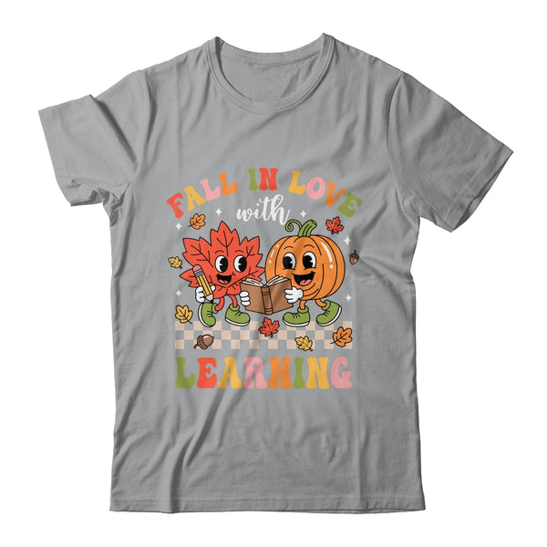 Retro Fall In Love With Learning Autumn Pumpkin Teacher Kids Shirt Hoodie Classic T Shirt Sport Grey 600x.jpg