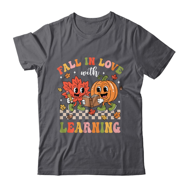 Retro Fall In Love With Learning Autumn Pumpkin Teacher Kids Shirt Hoodie Classic T Shirt Dark Heather 600x.jpg