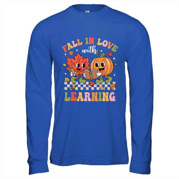 Retro Fall In Love With Learning Autumn Pumpkin Teacher Kids Shirt Hoodie Long Sleeve T Shirt Royal 600x.jpg