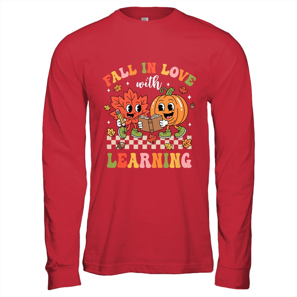 Retro Fall In Love With Learning Autumn Pumpkin Teacher Kids Shirt Hoodie Long Sleeve T Shirt Red 600x.jpg