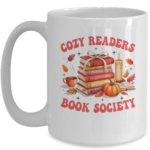 Cozy Readers Book Society Autumn Reading Book Lover Girl Mug 15oz Mug White front 600x.jpg
