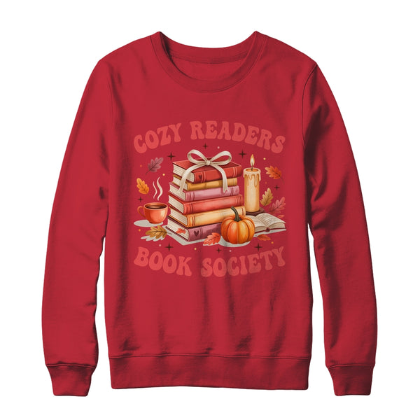 Cozy Readers Book Society Autumn Reading Book Lover Girl Shirt Sweatshirt Crewneck Sweatshirt Red 600x.jpg