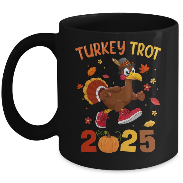 Turkey Trot 2025 Thanksgiving Turkey Running Runner Autumn Mug 11oz Mug Black front 600x.jpg