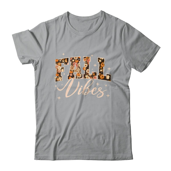 Retro Fall Vibes Preppy Floral Pumpkin Fall Autumn Vibes Shirt Sweatshirt Classic T Shirt Sport Grey 600x.jpg