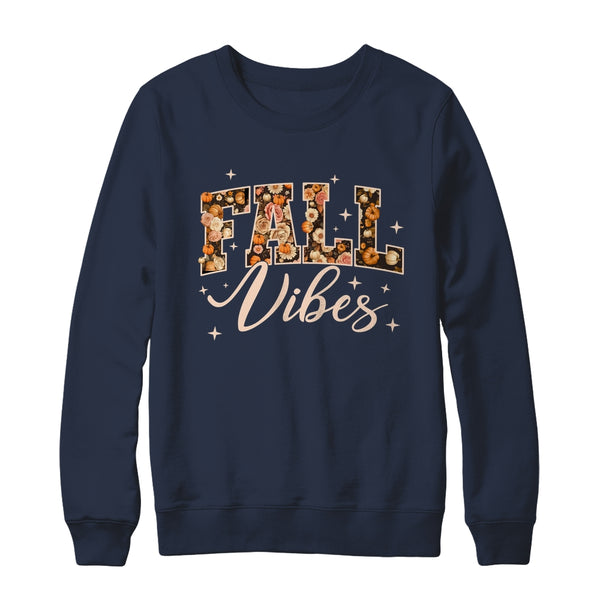 Retro Fall Vibes Preppy Floral Pumpkin Fall Autumn Vibes Shirt Sweatshirt Crewneck Sweatshirt Navy 600x.jpg