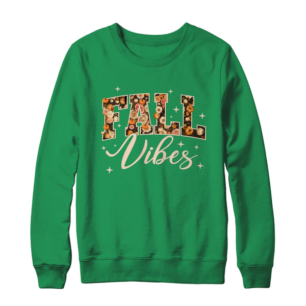 Retro Fall Vibes Preppy Floral Pumpkin Fall Autumn Vibes Shirt Sweatshirt Crewneck Sweatshirt Irish Green 600x.jpg