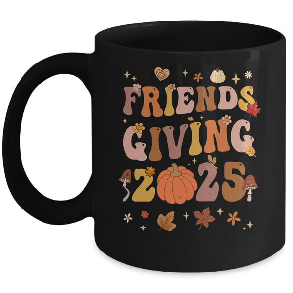 Retro Groovy Friends Giving 2025 Thanksgiving Friendsgiving Mug 11oz Mug Black front 600x.jpg