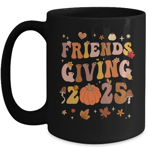 Retro Groovy Friends Giving 2025 Thanksgiving Friendsgiving Mug 15oz Mug Black front 600x.jpg