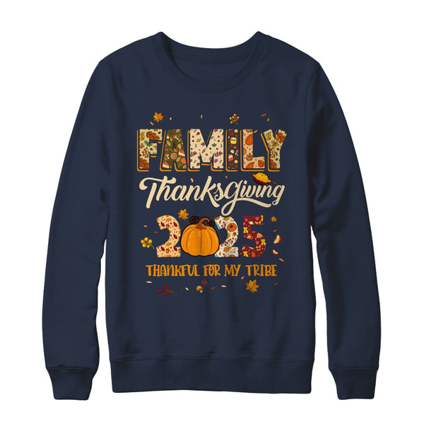 Family Thanksgiving 2025 Thankful For My Tribe Group Autumn Shirt Sweatshirt Crewneck Sweatshirt Navy 600x.jpg