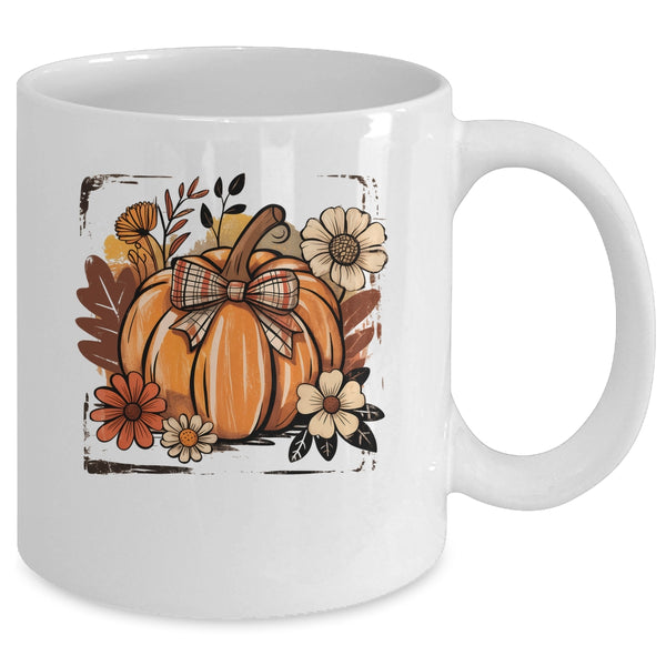 Floral Fall Pumpki Boho Pumpkin Coquette Vintage Autumn Mug 11oz Mug White back 600x.jpg