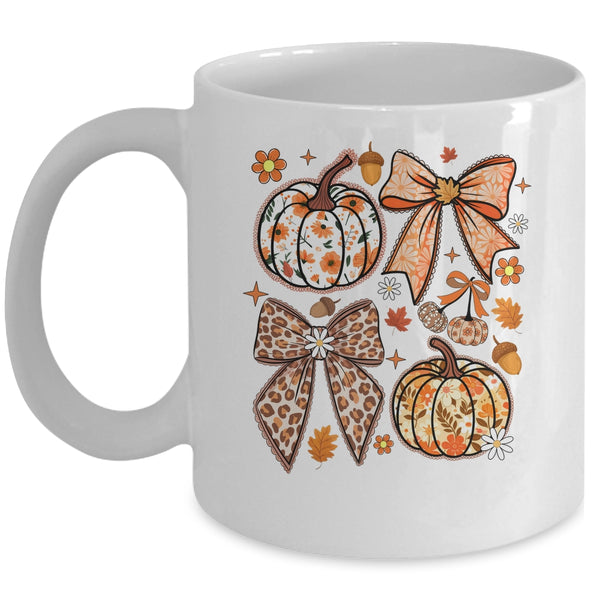 Floral Pumpkin Floral Coquette Fall Pumpkin Autumn Girly Mug 11oz Mug White front 600x.jpg