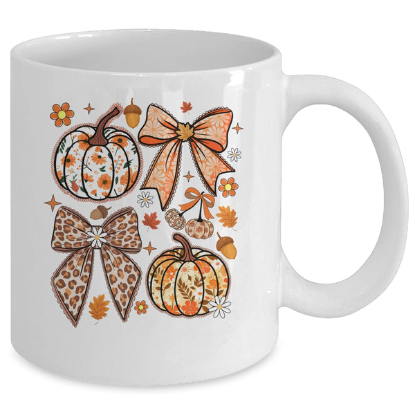Floral Pumpkin Floral Coquette Fall Pumpkin Autumn Girly Mug 11oz Mug White back 600x.jpg
