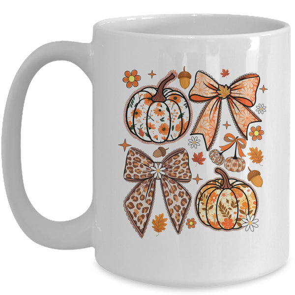 Floral Pumpkin Floral Coquette Fall Pumpkin Autumn Girly Mug 15oz Mug White front 600x.jpg