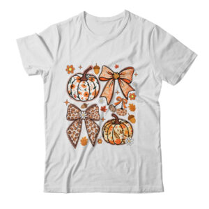 Floral Pumpkin Floral Coquette Fall Pumpkin Autumn Girly Shirt Sweatshirt Classic T Shirt White 600x.jpg