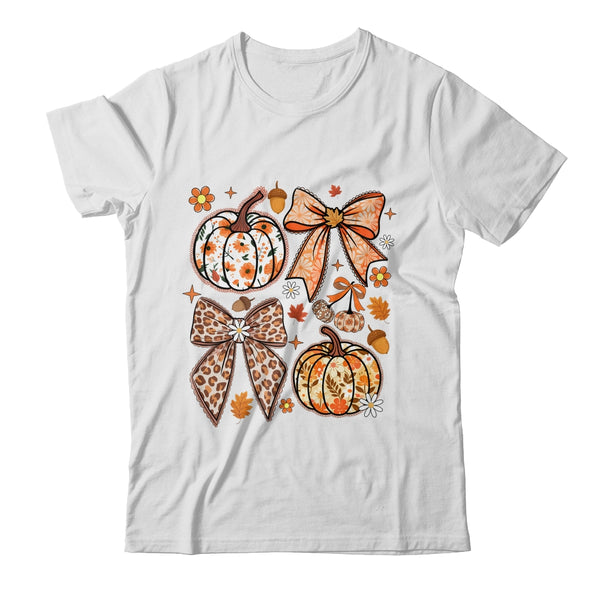 Floral Pumpkin Floral Coquette Fall Pumpkin Autumn Girly Shirt Sweatshirt Classic T Shirt White 600x.jpg