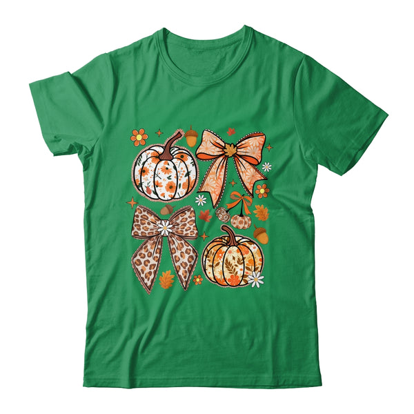 Floral Pumpkin Floral Coquette Fall Pumpkin Autumn Girly Shirt Sweatshirt Classic T Shirt Irish Green 600x.jpg