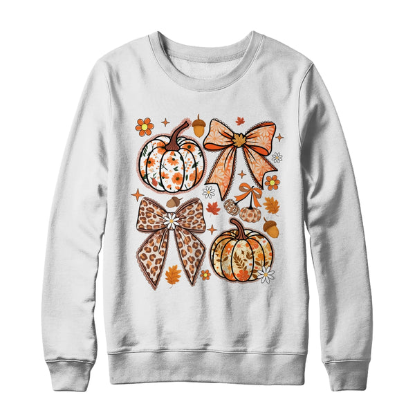 Floral Pumpkin Floral Coquette Fall Pumpkin Autumn Girly Shirt Sweatshirt Crewneck Sweatshirt White 600x.jpg