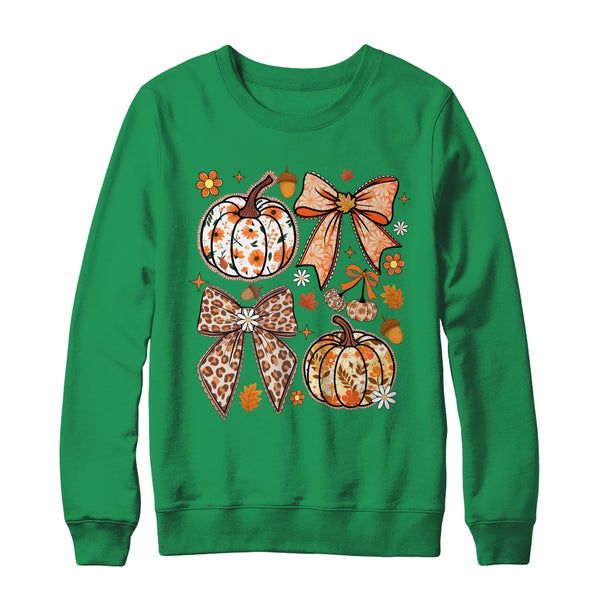 Floral Pumpkin Floral Coquette Fall Pumpkin Autumn Girly Shirt Sweatshirt Crewneck Sweatshirt Irish Green 600x.jpg