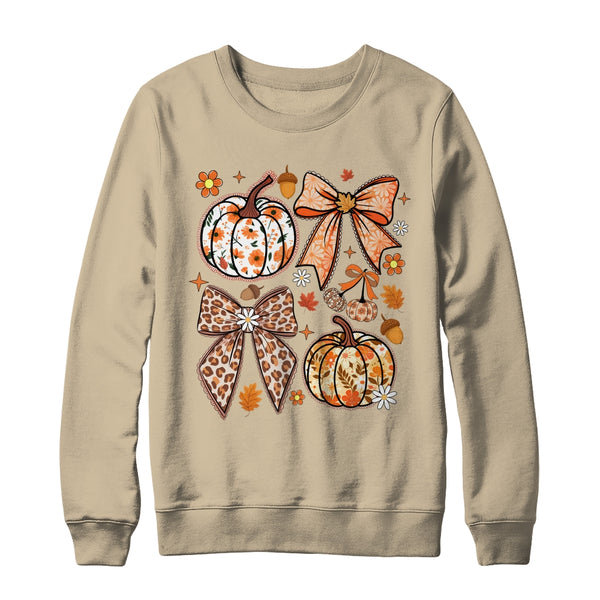 Floral Pumpkin Floral Coquette Fall Pumpkin Autumn Girly Shirt Sweatshirt Crewneck Sweatshirt Sand 600x.jpg