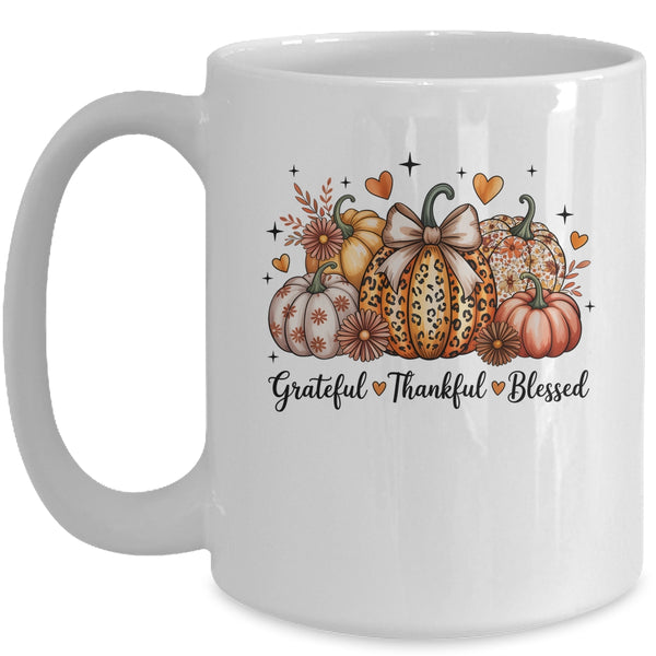 Thankful Grateful Blessed Pumpkin Christian Thanksgiving Fall Mug 15oz Mug White front 600x.jpg