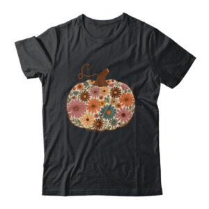 Pumpkin Floral Autumn Fall Season Wildflower Thanksgiving Shirt Sweatshirt Classic T Shirt Black 600x.jpg