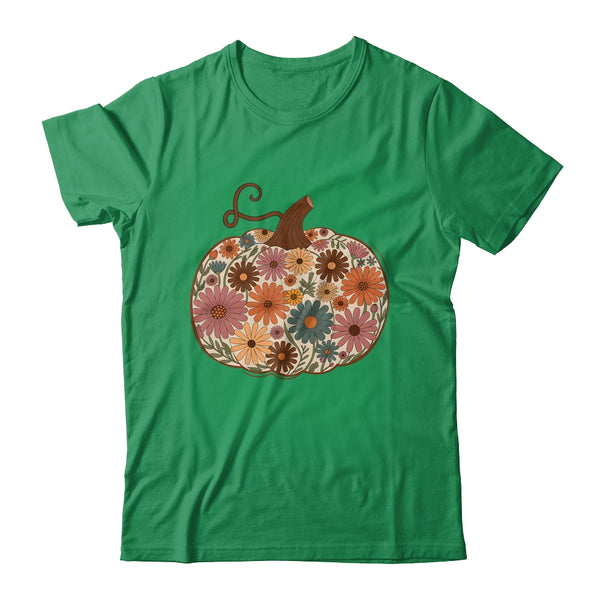 Pumpkin Floral Autumn Fall Season Wildflower Thanksgiving Shirt Sweatshirt Classic T Shirt Irish Green 600x.jpg