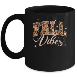 Retro Fall Vibes Preppy Floral Pumpkin Fall Autumn Vibes Mug 11oz Mug Black front 600x.jpg