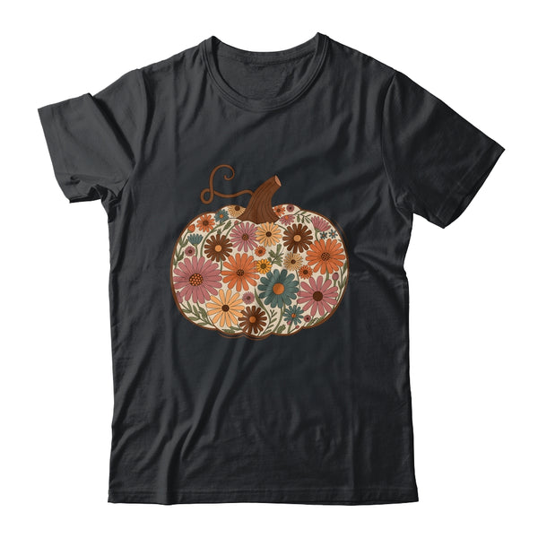 Pumpkin Floral Autumn Fall Season Wildflower Thanksgiving Shirt Sweatshirt Classic T Shirt Black 600x 1.jpg