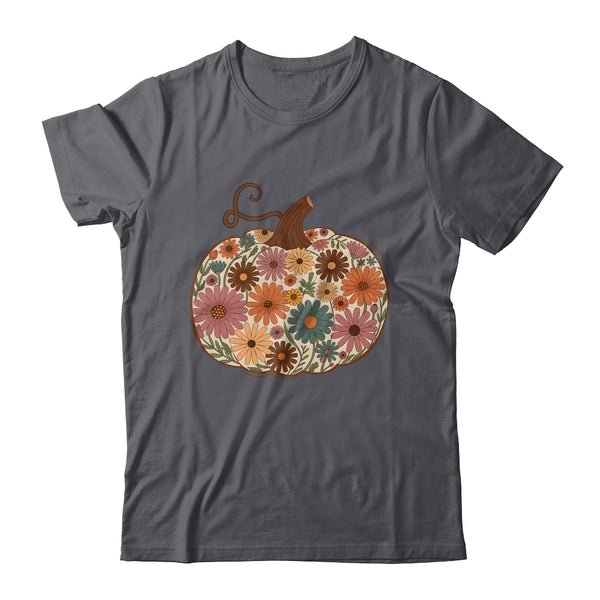 Pumpkin Floral Autumn Fall Season Wildflower Thanksgiving Shirt Sweatshirt Classic T Shirt Dark Heather 600x 1.jpg