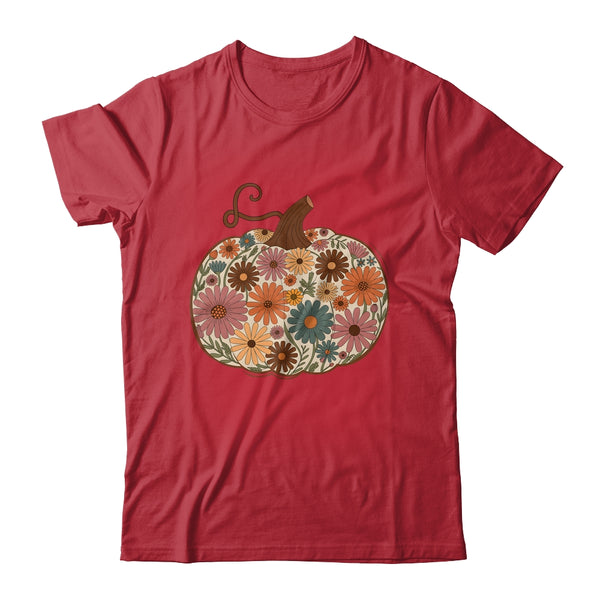Pumpkin Floral Autumn Fall Season Wildflower Thanksgiving Shirt Sweatshirt Classic T Shirt Red 600x 1.jpg