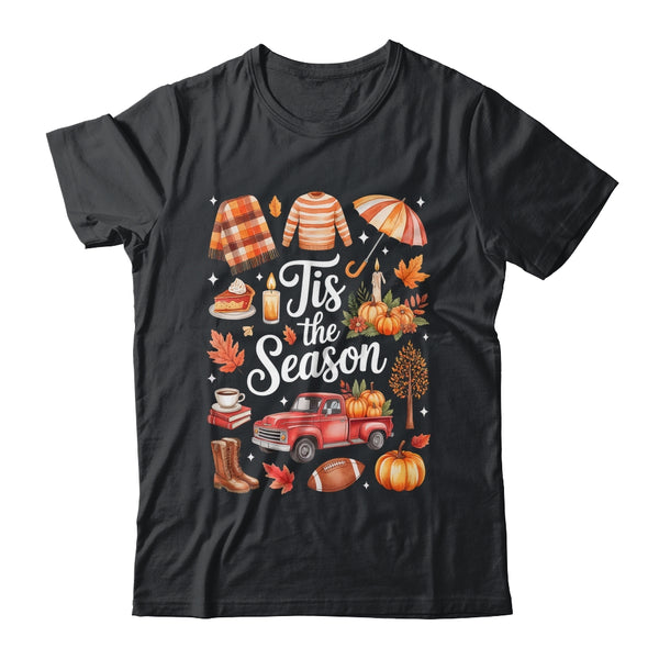 Tis The Season Pumpkin Autumn Fall Y all Leaves Thanksgiving Shirt Sweatshirt Classic T Shirt Black 600x.jpg