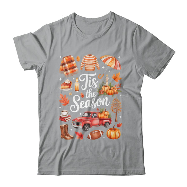 Tis The Season Pumpkin Autumn Fall Y all Leaves Thanksgiving Shirt Sweatshirt Classic T Shirt Sport Grey 600x.jpg