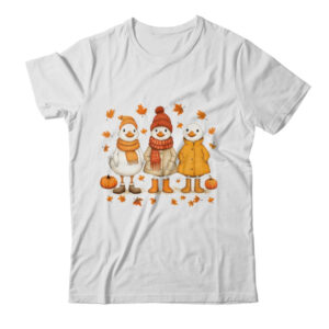 Cute Fall Goose Autumn Leaves Cozy Autumn Thanksgiving Shirt Sweatshirt Classic T Shirt White 600x.jpg
