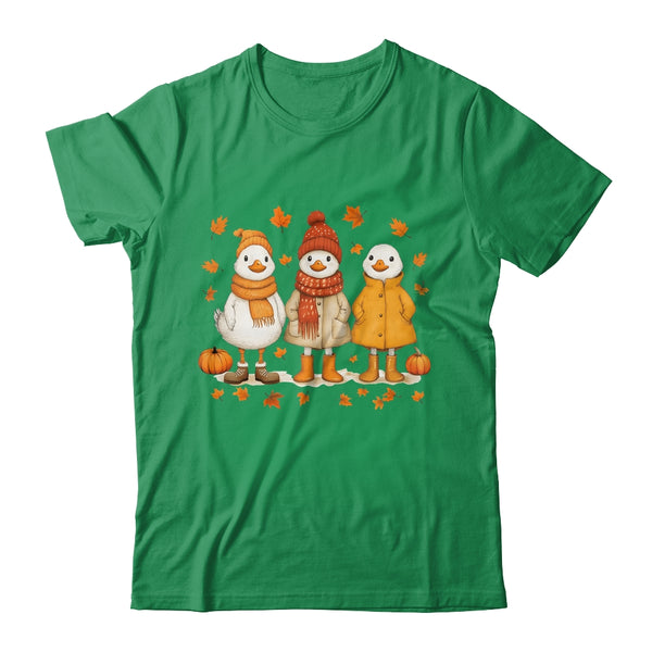 Cute Fall Goose Autumn Leaves Cozy Autumn Thanksgiving Shirt Sweatshirt Classic T Shirt Irish Green 600x.jpg