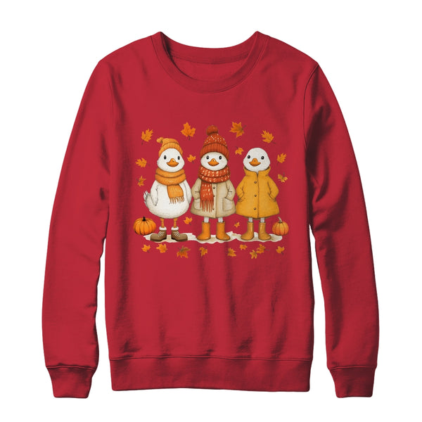 Cute Fall Goose Autumn Leaves Cozy Autumn Thanksgiving Shirt Sweatshirt Crewneck Sweatshirt Red 600x.jpg