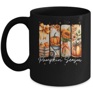 Pumpkin Season Coquette Fall Autumn Sunflower Floral Leopard Mug 11oz Mug Black front 600x.jpg