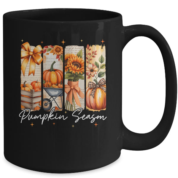 Pumpkin Season Coquette Fall Autumn Sunflower Floral Leopard Mug 15oz Mug Black back 600x.jpg