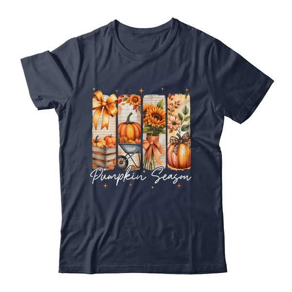 Pumpkin Season Coquette Fall Autumn Sunflower Floral Leopard Shirt Sweatshirt Classic T Shirt Navy 600x.jpg